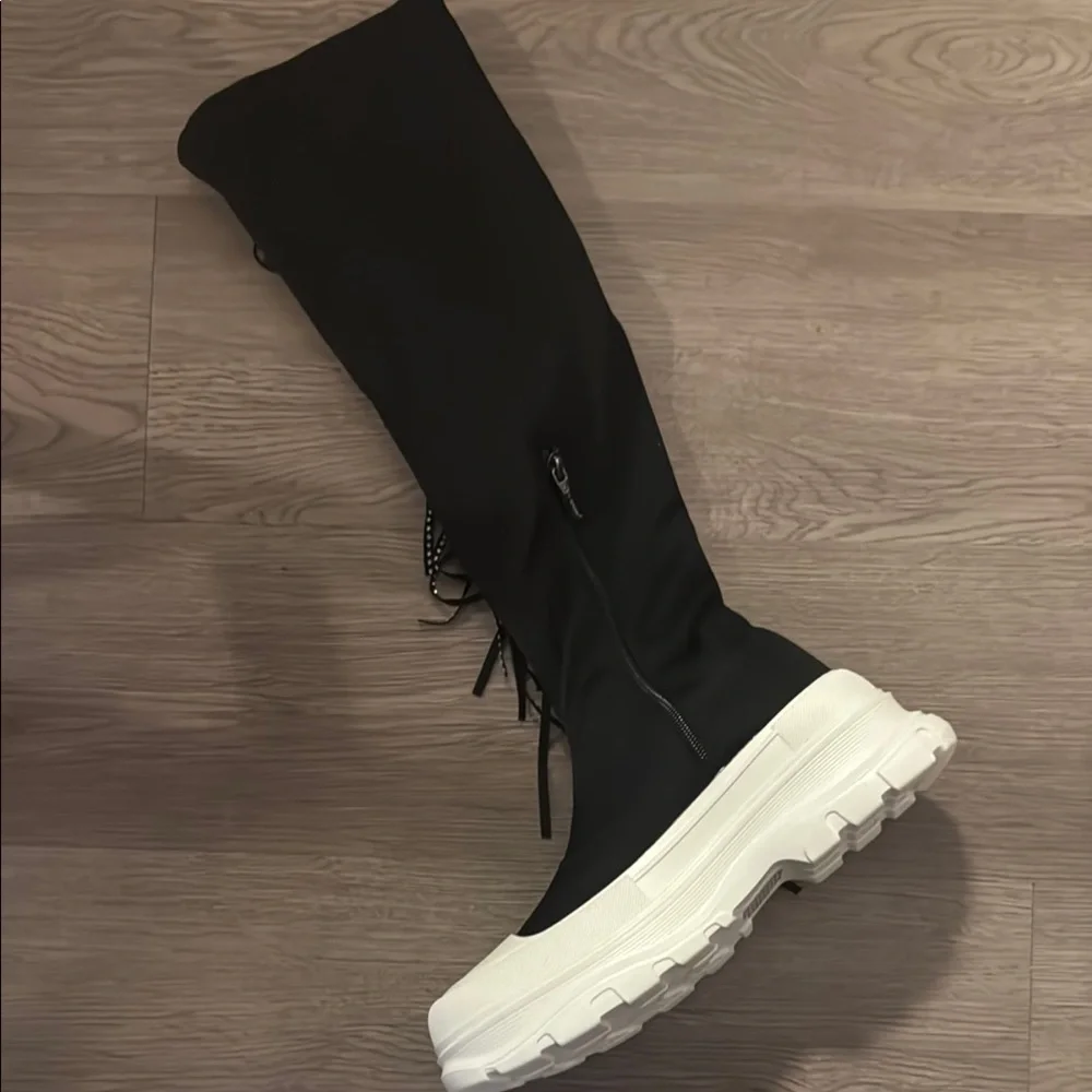 ARETHA - BLACK - BOOTS by CAPE ROBBIN Over-the-Knee Boots with Fringe Detailing